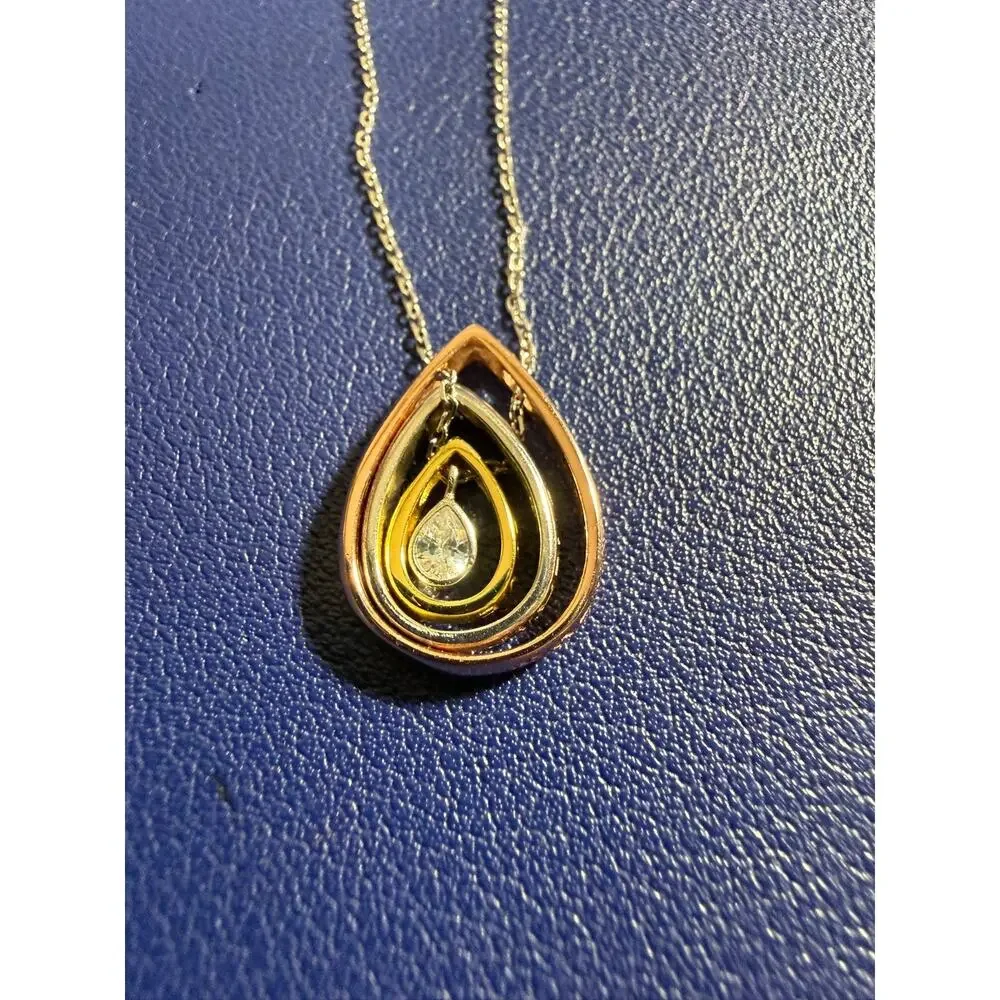 J. Rosee 925 Gold Over Sterling Teardrop Necklace Dream Love Happiness 16 in
